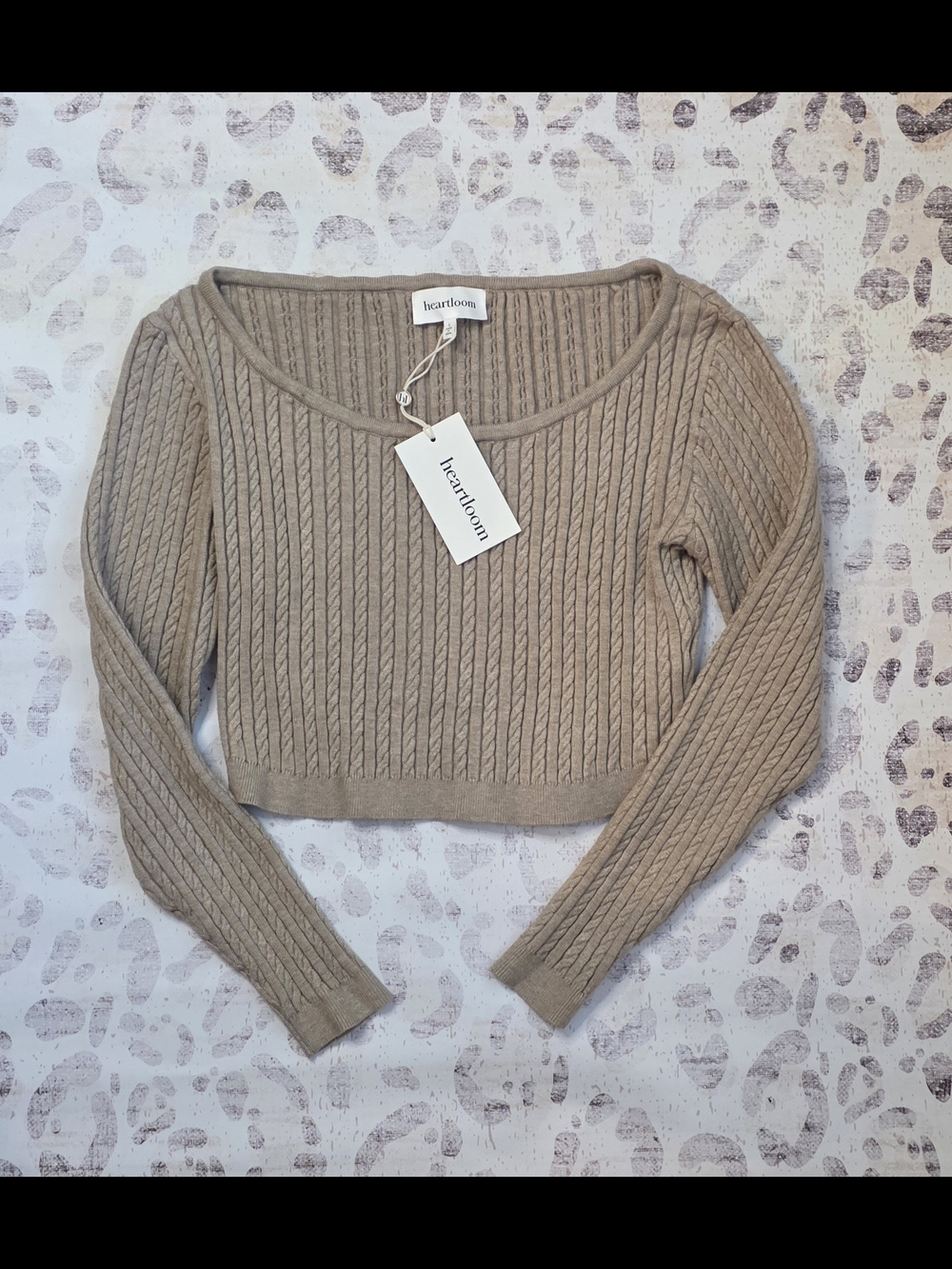 Heartloom Cable Knit Cropped Sweater - Taupe